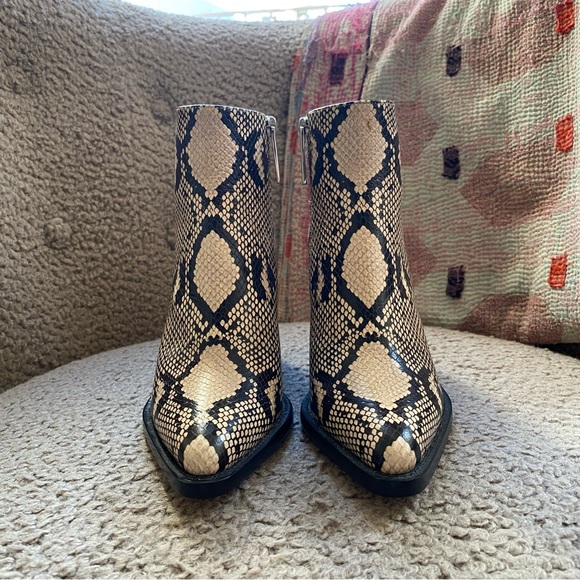 Chloe Rylee Leather Ankle Boots | Snakeskin Python Print Booties | 36 - Picture 3 of 14